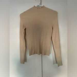 Mango Ruffle Mock-Neck Long-Sleeve, size Medium